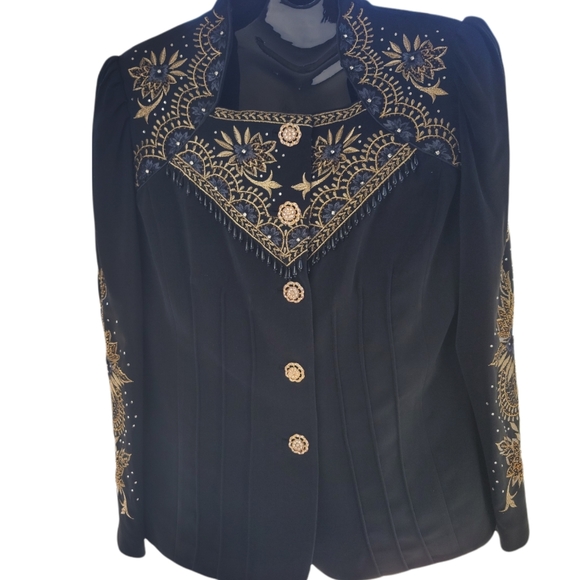 **Vintage*** Lisa Rene' rhinestone floral embroidered coat/jacket/blazer - Picture 15 of 15